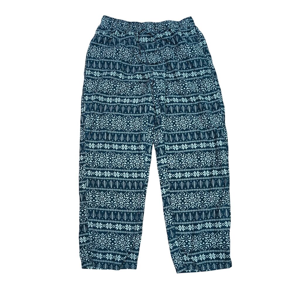 Landes End Two Tone Green Fair Isle Flannel Pajama Pants Mens Medium 32-34
